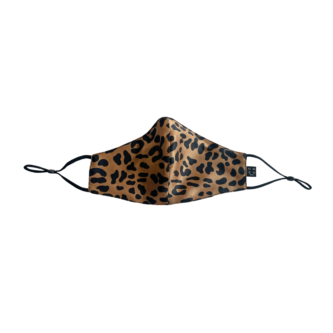 100% MULBERRY SILK FACE MASK - Leopard animal print Silk Face Mask - UNCU London™